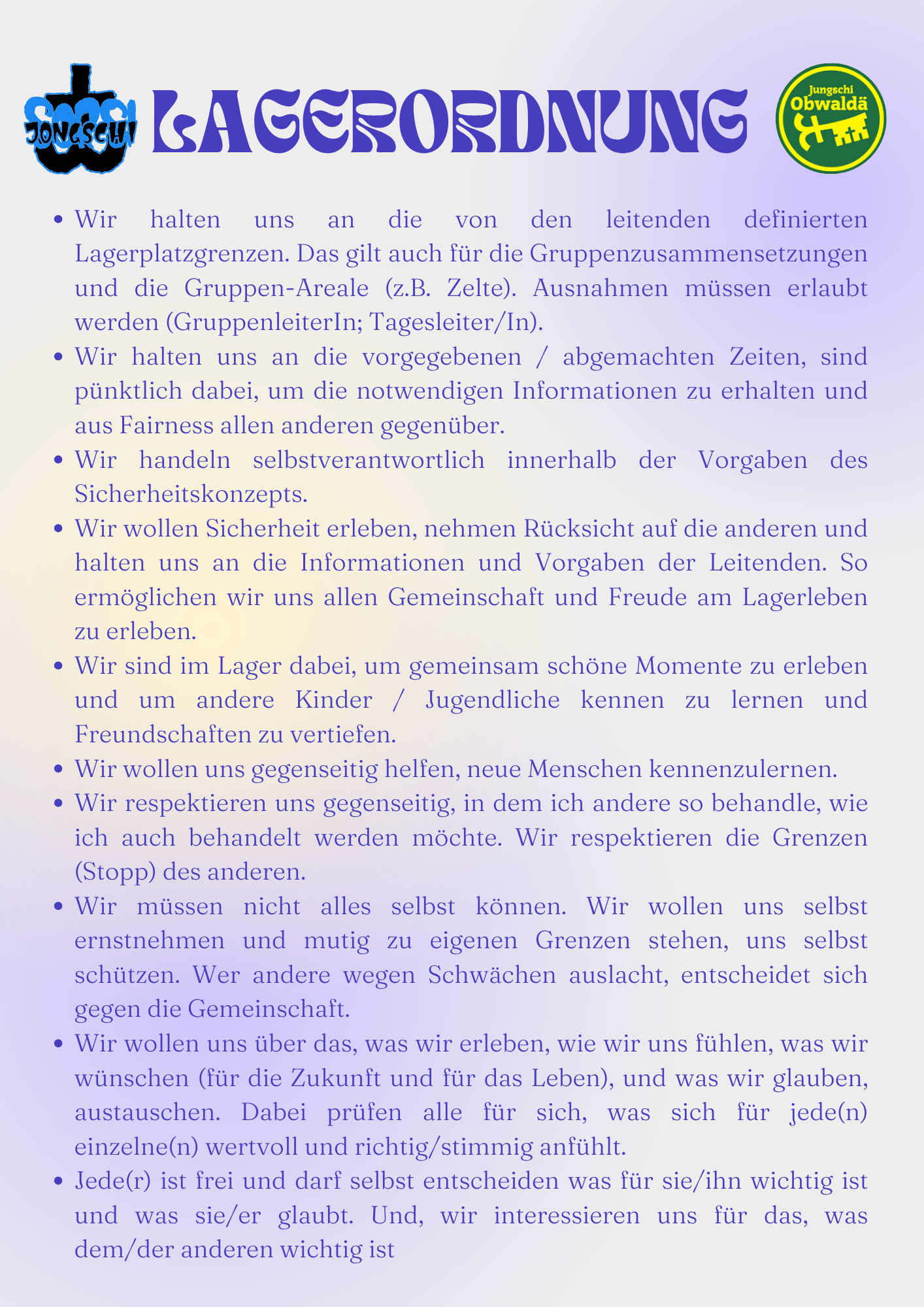 2026 Sola Lagerordnung 2026 Sola Lagerordnung